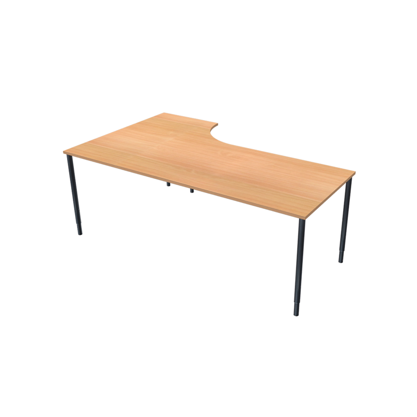 Corner table Right 800 X 2000 X 1200 X 600 beech/black