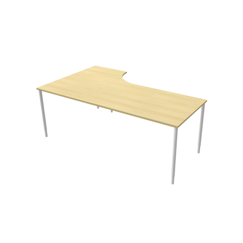 Corner table Right 800 X 2000 X 1200 X 600 birch/white