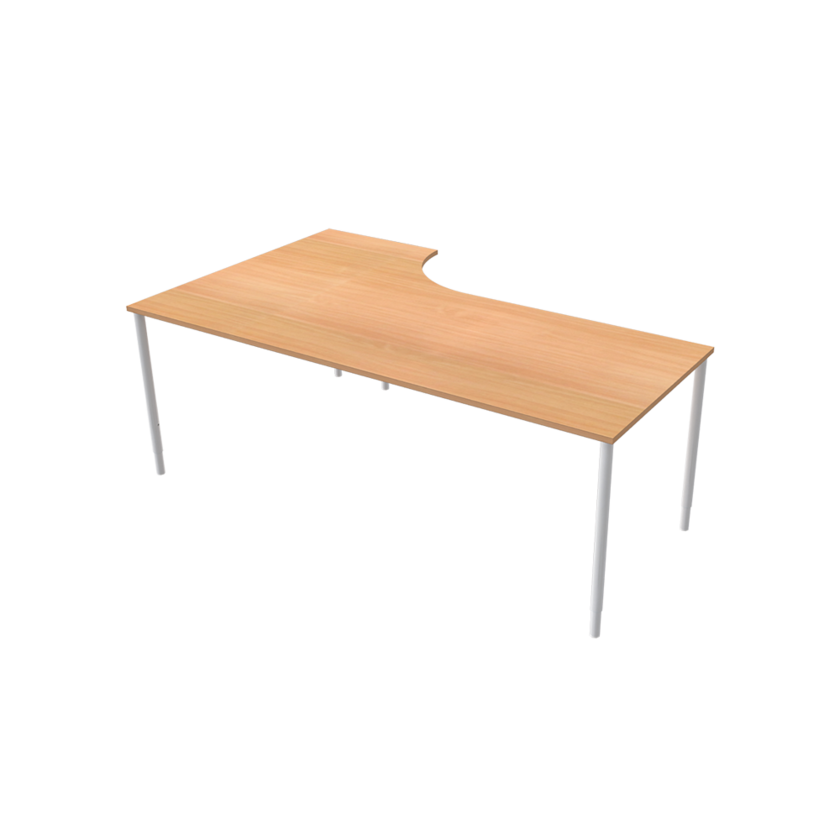Corner table Right 800 X 2000 X 1200 X 600 beech/white