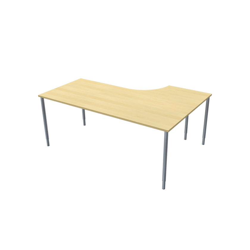 Corner table Left 800 X 1800 X 1200 X 600 birch/silver