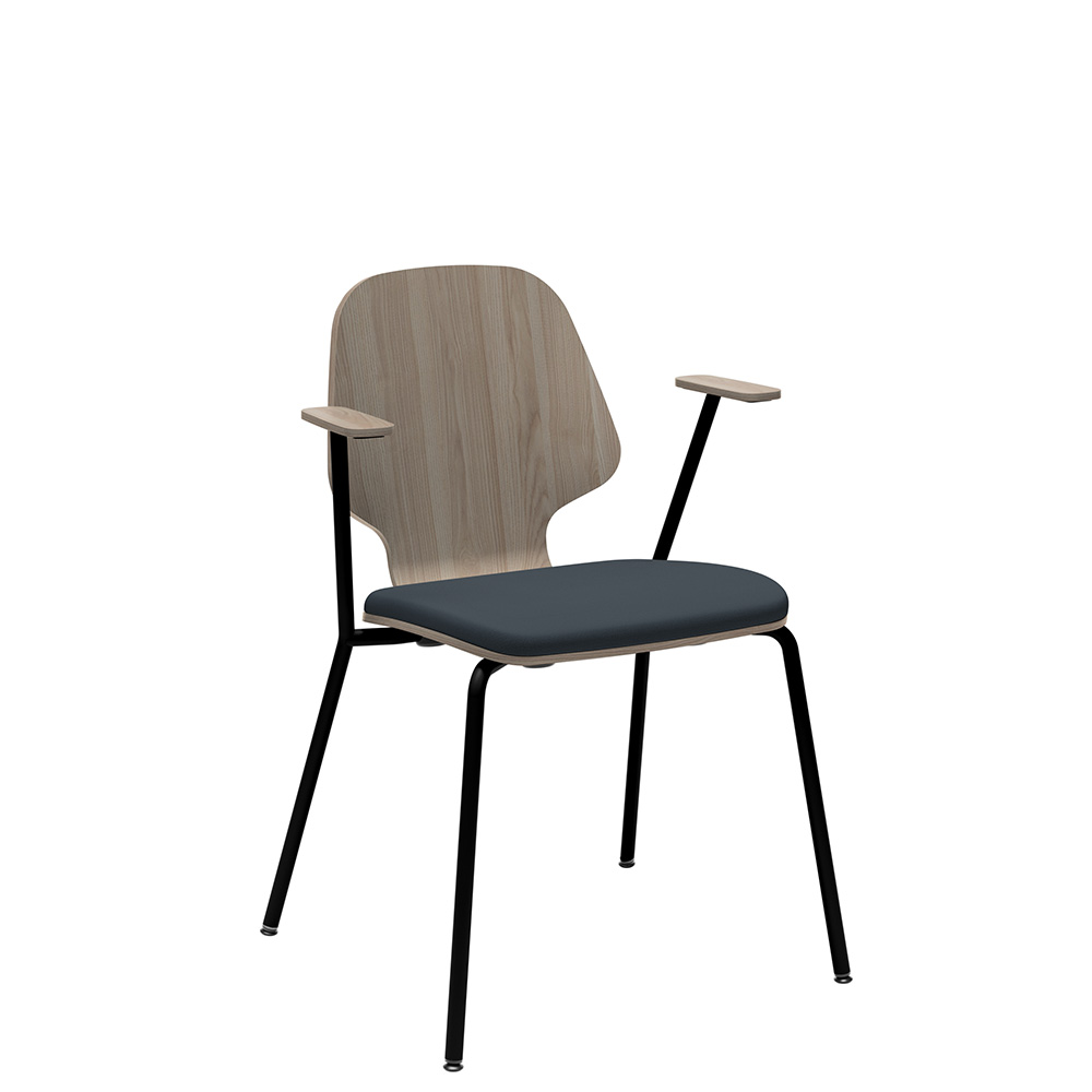 Råshult armchair Ash, black stand, fabric Cura Loop 66166