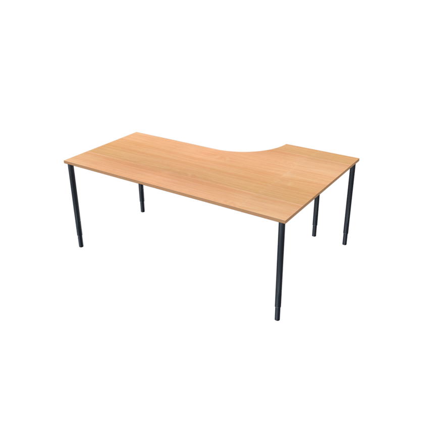 Corner table Left 800 X 1800 X 1200 X 600 beech/black