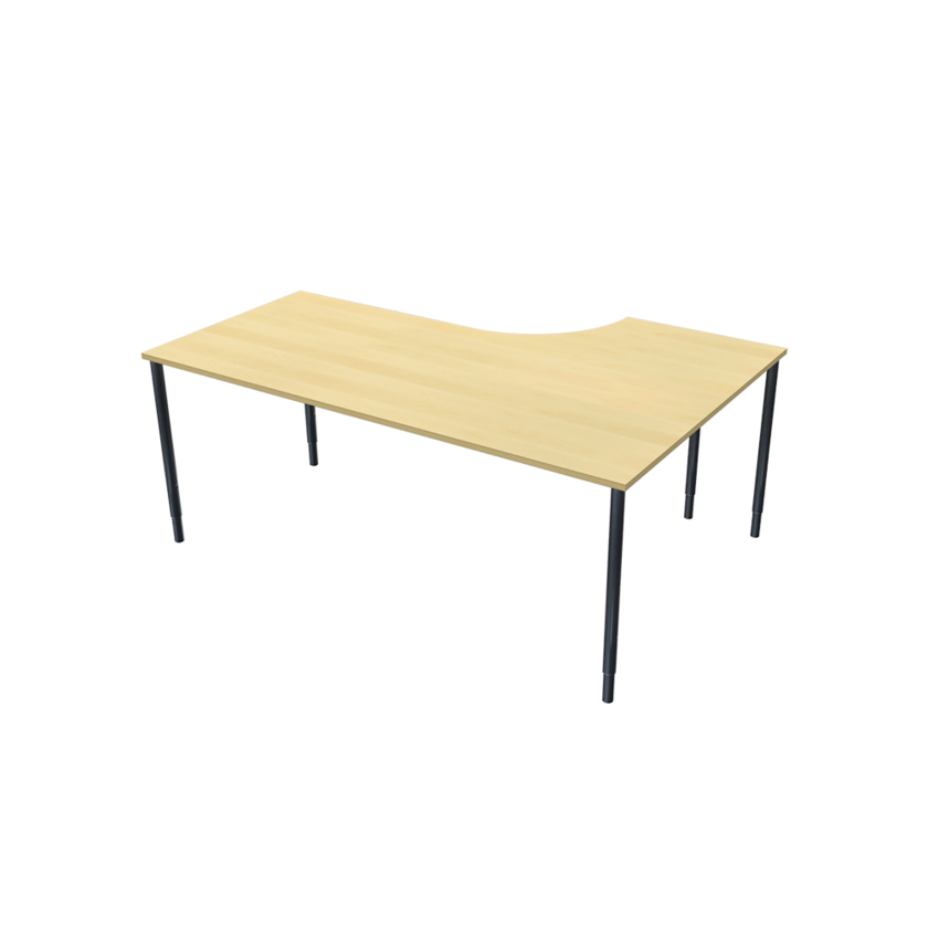 Corner table Left 800 X 1800 X 1200 X 600 birch/black