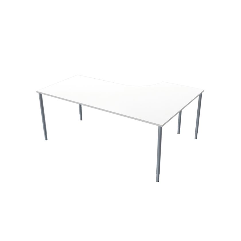 Corner table Left 800 X 1800 X 1200 X 600 white/silver
