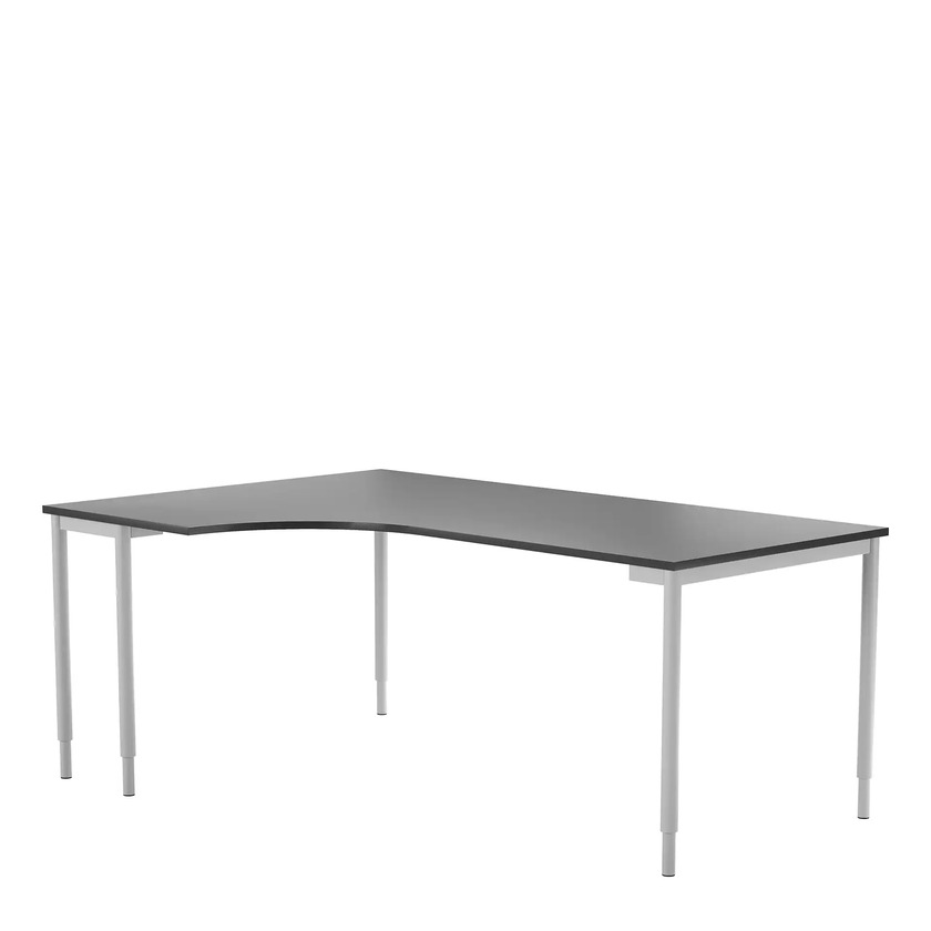 Corner table Left 800 X 1800 X 1200 X 600 dark grey/silver