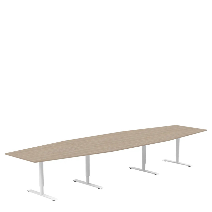 Conference table 4200 X 1200 X 800 white ash/white, round stands