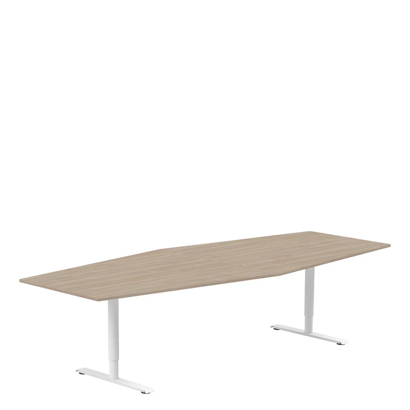 Conference table 2800 X 1200 X 800 white ash/white, round stands
