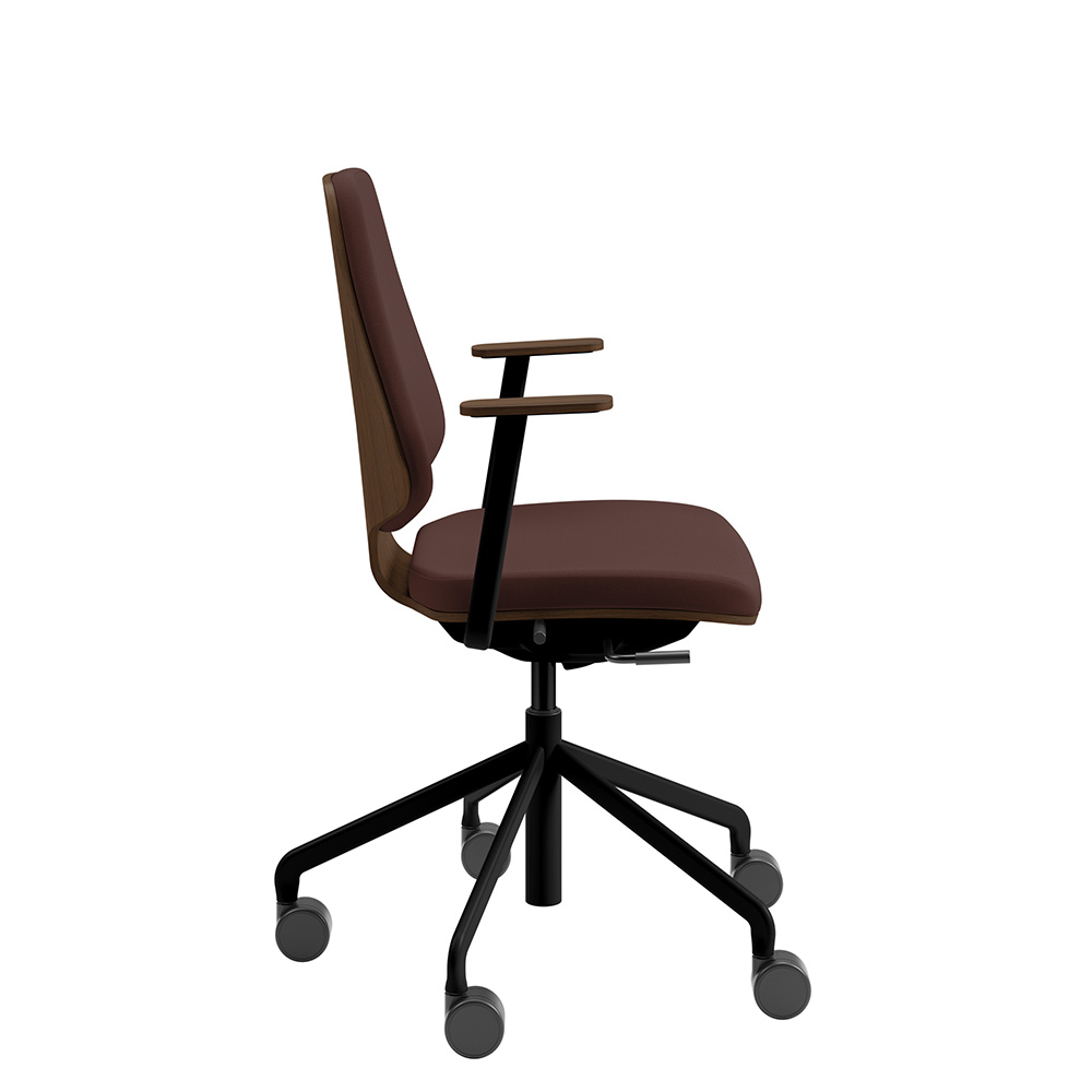 Råshult Walnut, armrests, black stand, fabric Cura Loop 61258