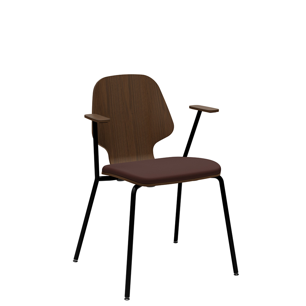 Råshult armchair Walnut, black stand, fabric Cura Loop 61258