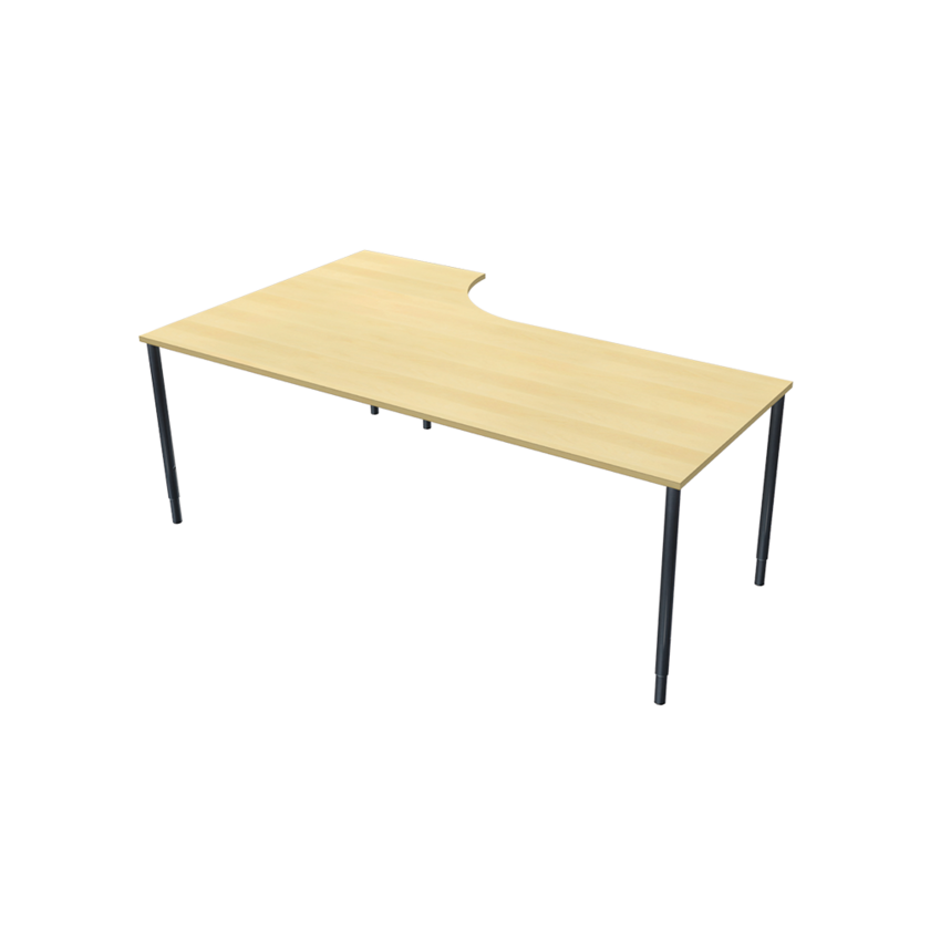 Corner table Right 800 X 2000 X 1200 X 600 birch/black