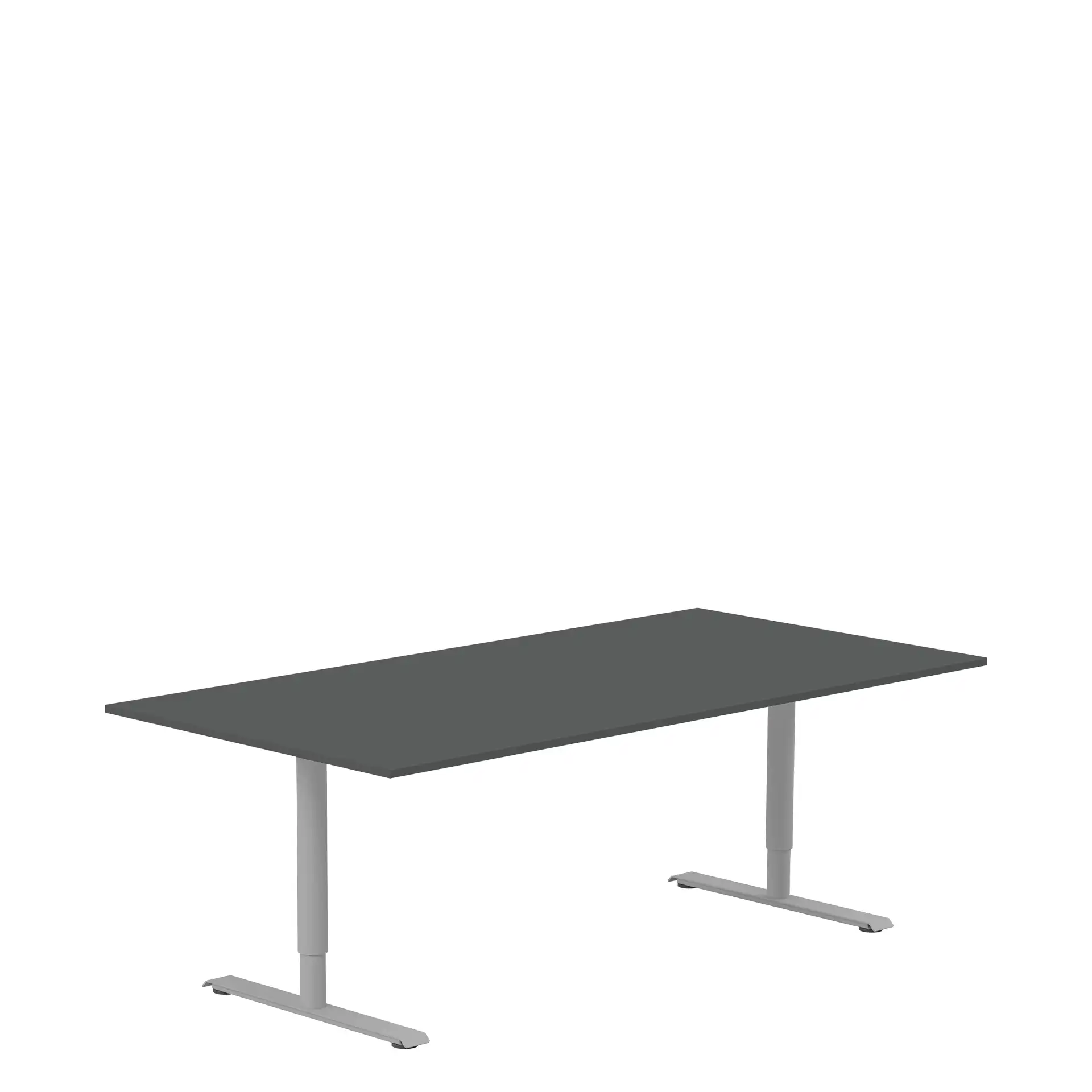 Conference table 2000 X 1000 dark grey/silver, round stands