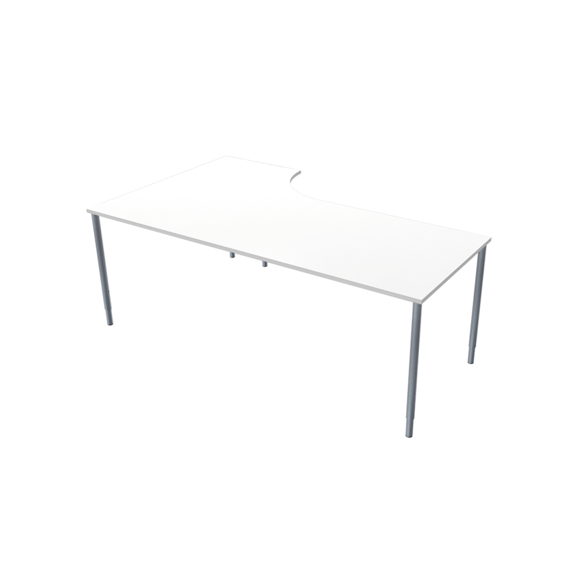 Corner table Right 800 X 2000 X 1200 X 600 white/silver