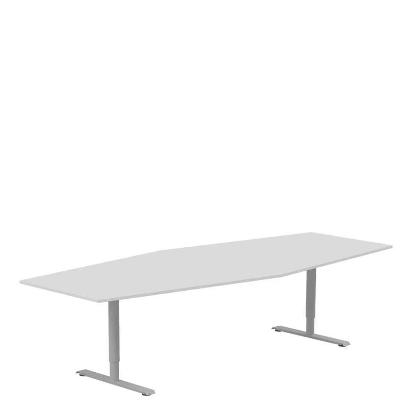 Conference table 2800 X 1200 X 800 light grey/silver, round stands