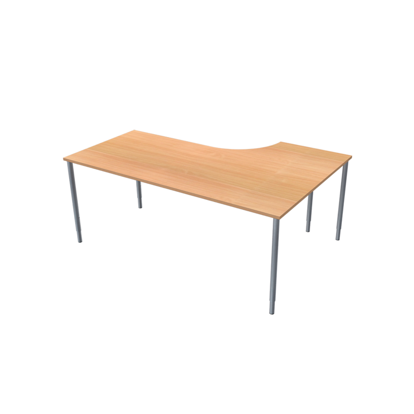 Corner table Left 800 X 1800 X 1200 X 600 beech/silver