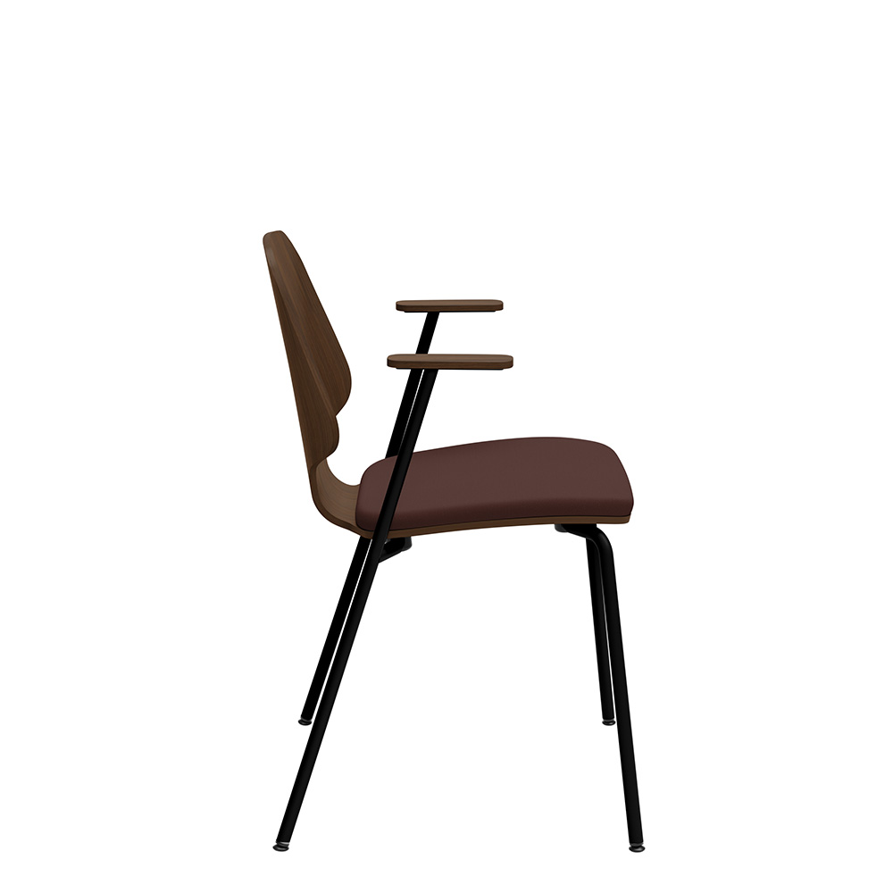 Råshult armchair Walnut, black stand, fabric Cura Loop 61258