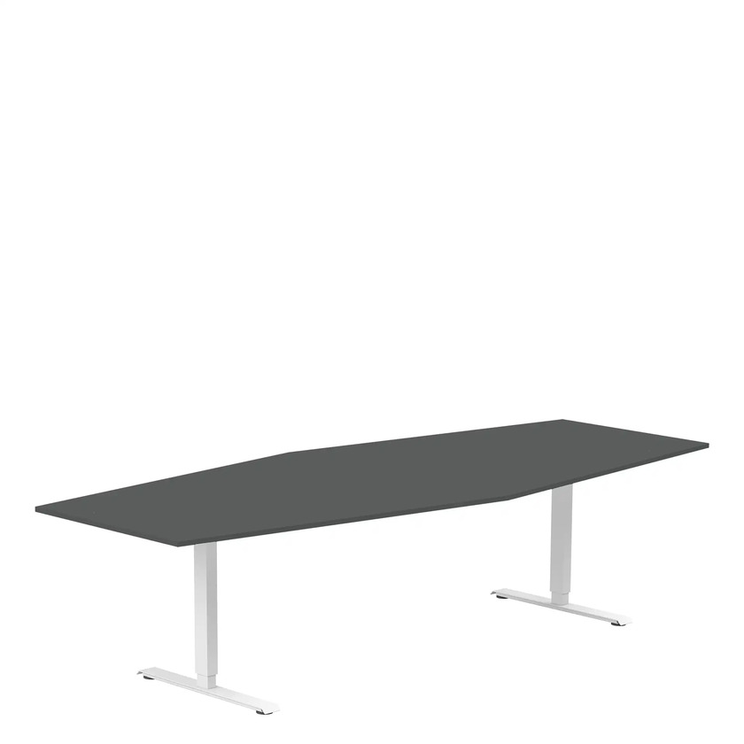 Conference table 2800 X 1200 X 800 dark grey/white, rectangular stands